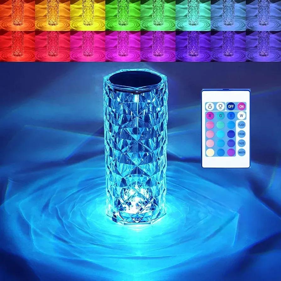 CrystalGlow™ RGB Rechargeable Crystal Table Lamp with Remote Control
