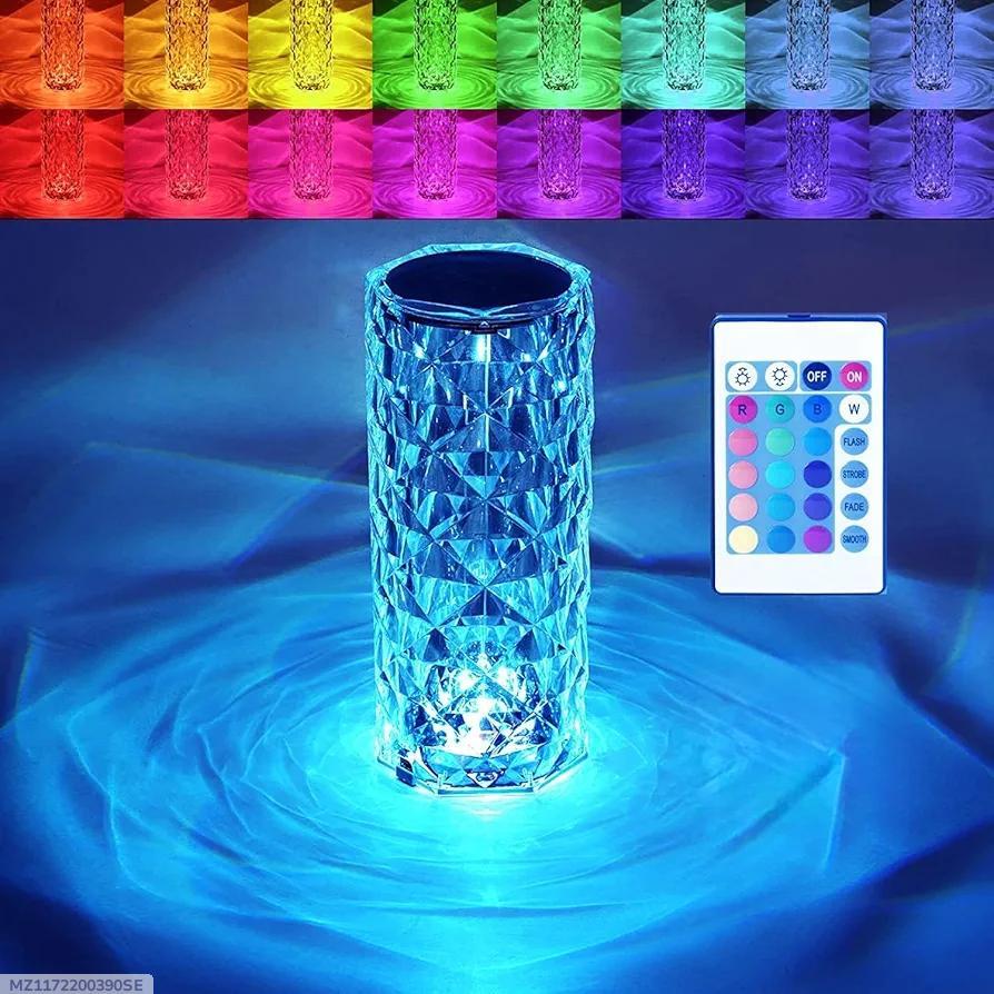 CrystalGlow™ RGB Rechargeable Crystal Table Lamp with Remote Control