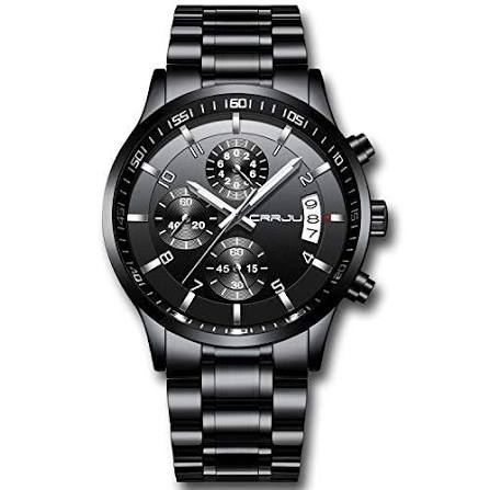 Luxury Black & Gold Chronograph Watch for Men – Premium Stainless Steel
