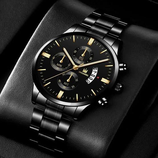Luxury Black & Gold Chronograph Watch for Men – Premium Stainless Steel